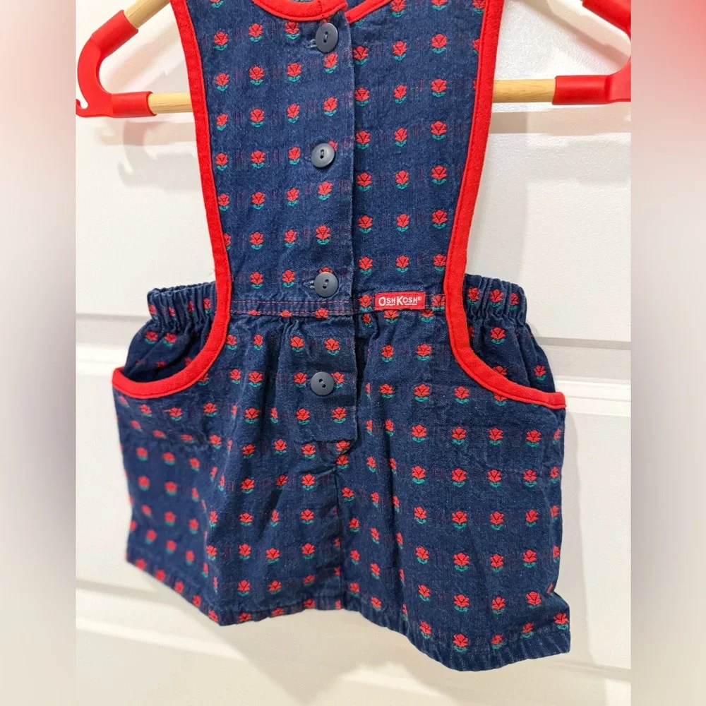 Vintage OshKosh B'gosh Baby Dress 24 Months Made in USA | Navy Blue Red‎ Floral